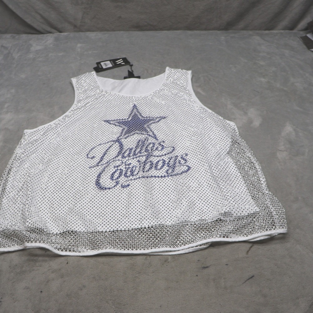 Dallas Cowboy Shirt Women 2XL The Wild Collective White Rhinestone Tank $120 NEW